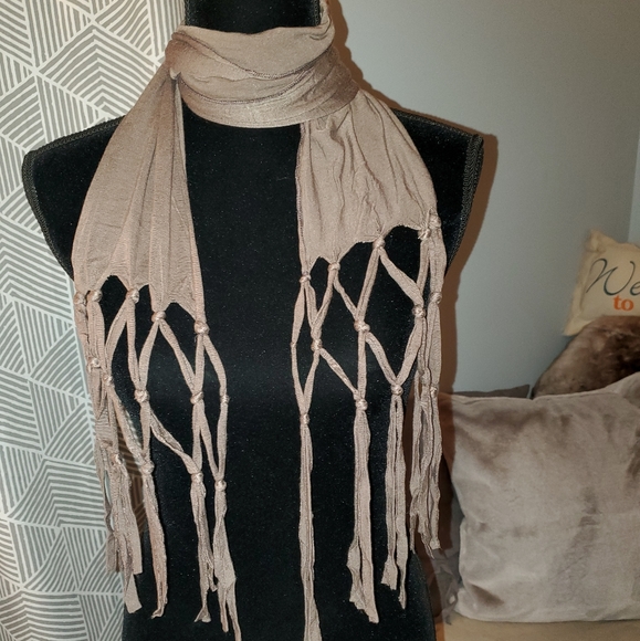 Brown Scarf with Cool Fringe - Picture 2 of 2